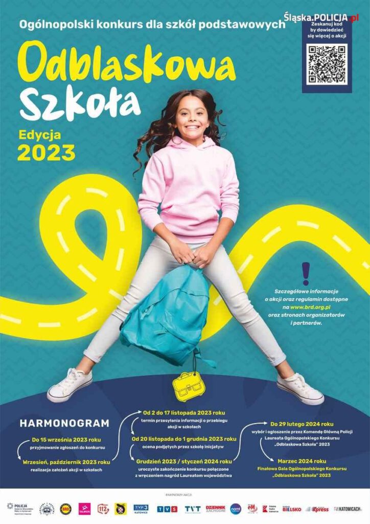 Plakat informujący o projekcie "Odblaskowa Szkoła"